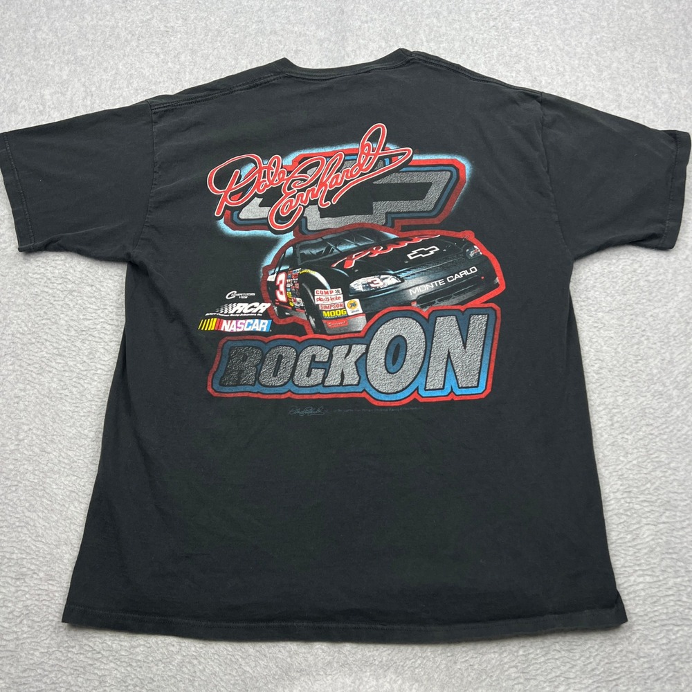 Dale Earnhardt NASCAR T-Shirt Mens XL Black Graphic Rock On Chevrolet Racing Tee